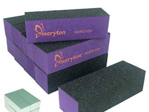 Maryton Nail Buffer Sanding Block Polisher Buffing File 60/100 Grit for Acrylic Nail Art Kit Manicure Tools 10 PCS (Black Purple)