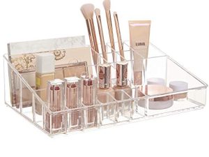 STORi Audrey Clear Vanity Makeup Organizer | 15-Compartment Holder for Brushes