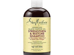 Sheamoisture Strengthen and Restore Shampoo for Damaged Hair 100% Pure Jamaican Black Castor Oil Cleanse and Nourish 13 oz