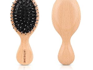 Hair Brush Mini Boar Bristle Hairbrush for Thick Curly Thin Long Short Wet or Dry Hair Detangle Massage Add Shine