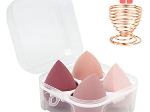 5 Pcs Makeup Sponges Blender Set - 4 Pcs Professional Beauty Sponge Foundation Blending Blender with 1 Sponge Holder and Egg Case