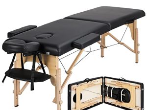 Yaheetech Massage Table Portable Lash Bed Massage Bed Foldable Massage Tables Spa Bed Adjustable 2 Fold with Non-Woven Bag