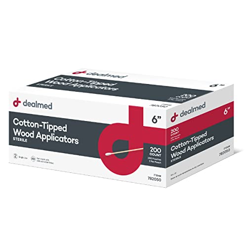 Dealmed 6" Cotton-Tipped Wood Applicators – 200 Sterile Cotton-Tipped Applicators Dealmed 6" Cotton-Tipped Wood Applicators – 200 Sterile Cotton-Tipped Applicators