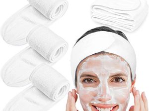 Spa Facial Headband Whaline Head Wrap Terry Cloth Headband 4 counts Stretch Towel for Bath