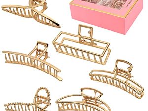 LUKACY 6 Pack Large Metal Hair Claw Clips - 4 Inch Nonslip Big Nonslip gold hair clamps