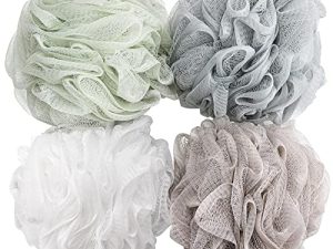 Bath Sponge Shower Loofahs (60g/pcs) Mesh Pouf Bath Scrunchies Body Wash Puff Pack of 4