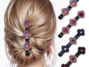 Sparkling Crystal Stone Braided Hair Clips for Women