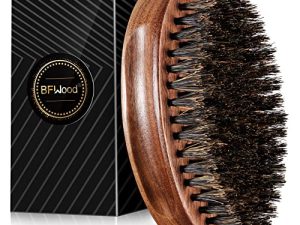 BFWood Boar Bristle Beard Brush - Black Wood Walnut Military Style