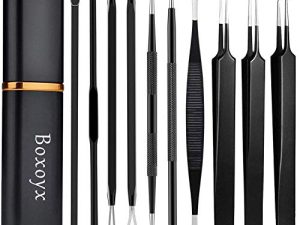 Pimple Popper Tool Kit - Boxoyx 10 Pcs Blackhead Remover Comedone Extractor Kit with Metal Case for Quick and Easy Removal of Pimples