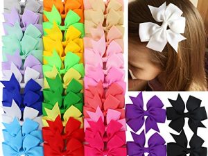 40Piece 3 Inch Boutique Grosgrain Ribbon Pinwheel Hair Bows Alligator Clips For Girls Babies Toddlers Accessories Teens Gifts In Pairs