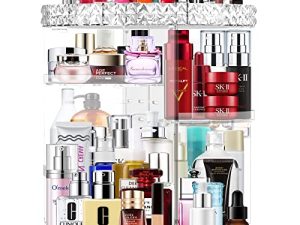 360 Rotating Makeup Organizer Large Capacity Cosmetics Organizer Beauty Organizer Clear Cosmetic Storage Display Case with 8 Layers and Detachable Shelves for Bedroom Dresser or Vanity Countertop