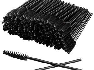 100 Pcs Disposable Eyelash Mascara Brushes for Eye Lashes Extension Eyebrow and Makeup (Black)