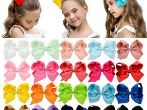 DEEKA 20 PCS Multi-colored 6" Hand-made Grosgrain Ribbon Hair Bow Alligator Clips Hair Accessories for Little Girls