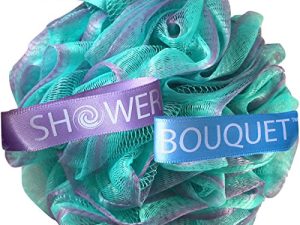 Loofah Bath-Sponge Swirl-Set-XL-75g by Shower Bouquet: Extra-Large Mesh Pouf (4 Pack Color Swirls) Luffa Loofa Loufa Puff Scrubber - Big Full Lather Cleanse